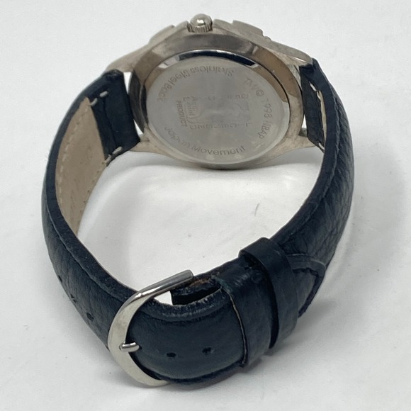 Vtg Chicago Bulls NBA Watch Men Silver Tone 38mm Leather Band New Battery 1998 - Picture 11 of 15